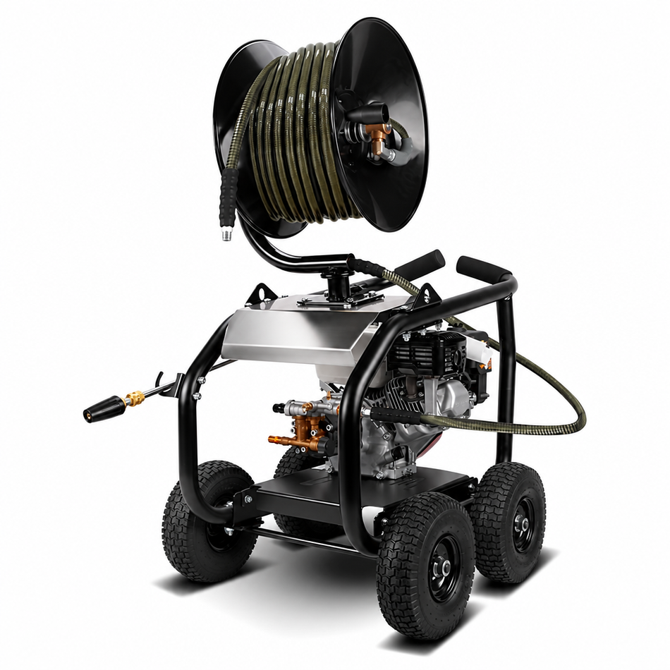 Typhoon - 30M High Pressure Hose Reel + 3000PSI Washer Hire for hire at JAG RENT Silverdale